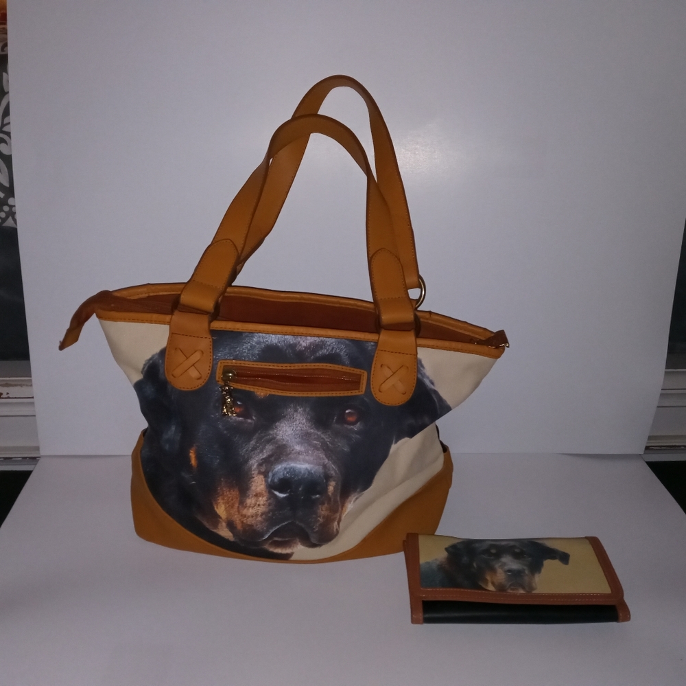 Rottweiler purse with matching wallet